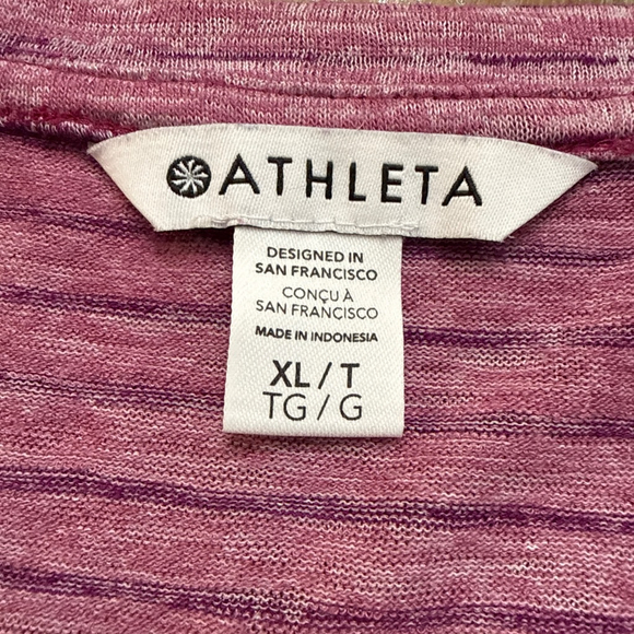 Athleta Heathered Pink Purple Stripe Breezy Scoop V-Neck Tee Short Sleeve XL - Picture 6 of 12